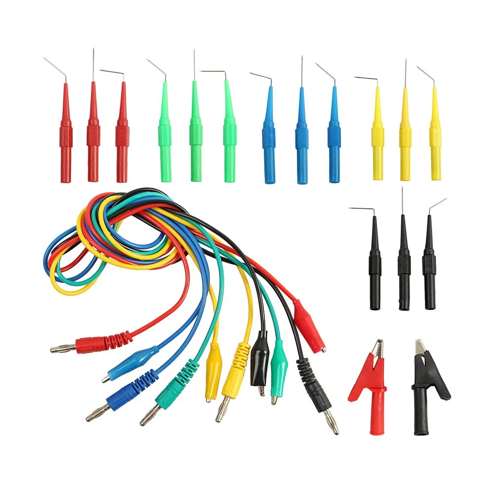 22pcs Automotive Back Probe kit Multimeter Test Leads Alligator Clips Wire Tool