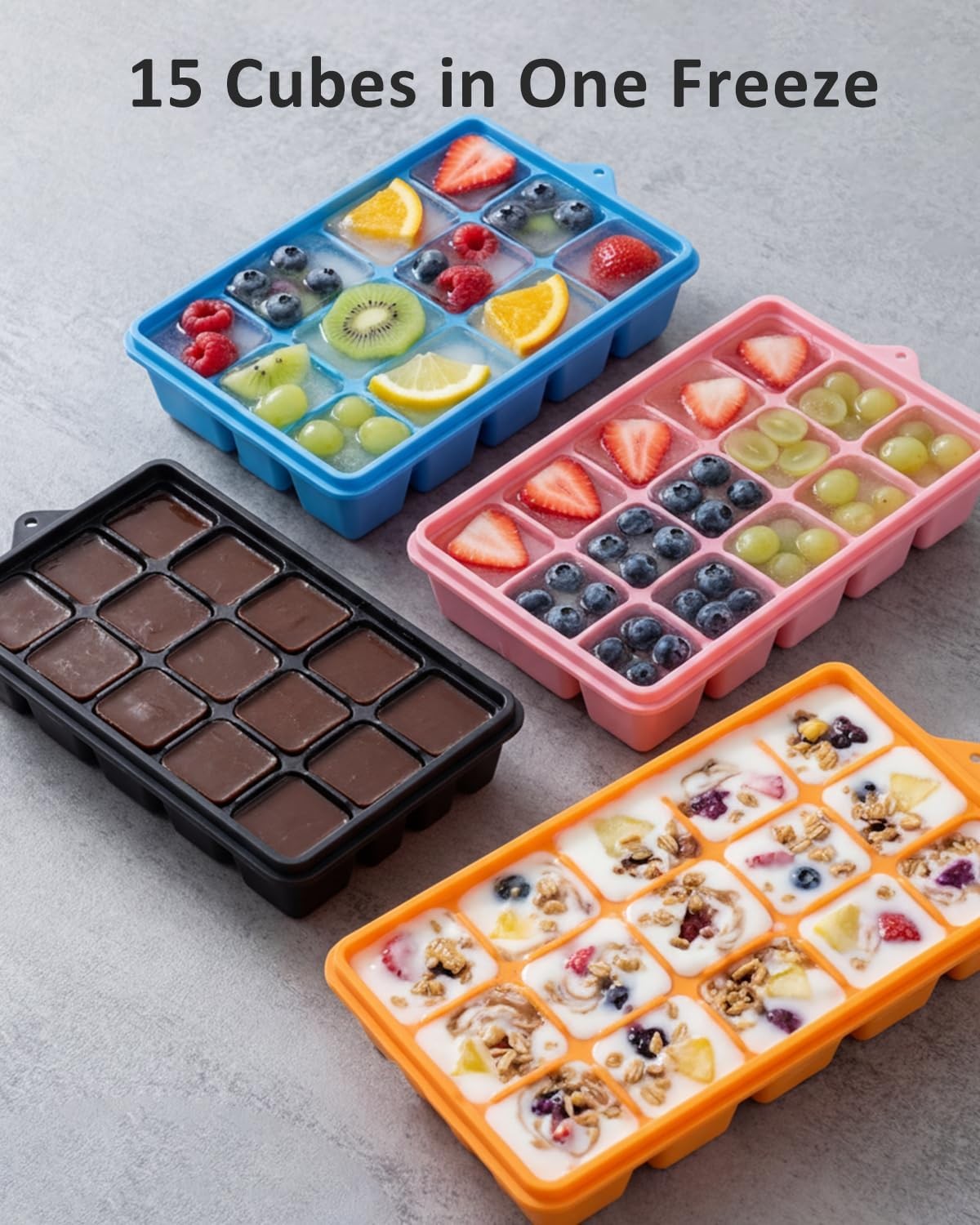 Silicone Ice Cube Trays with Lid, 2 Pack Ice Cube Molds, Easy Release Ice Cube