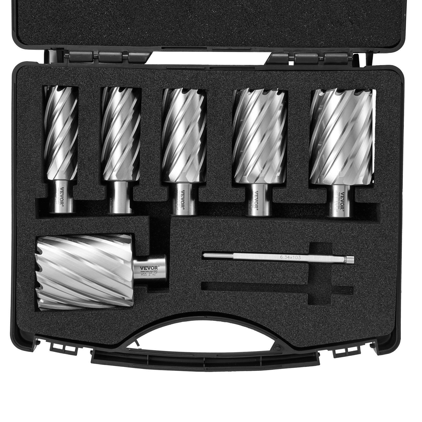 Annular Cutter Set 6 PCS Weldon Shank Mag Drill Bits 1" to 2" Cutting Diameter
