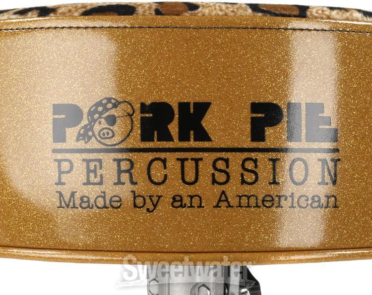 Pork Pie Percussion Round Drum Throne - Gold with Leopard Print