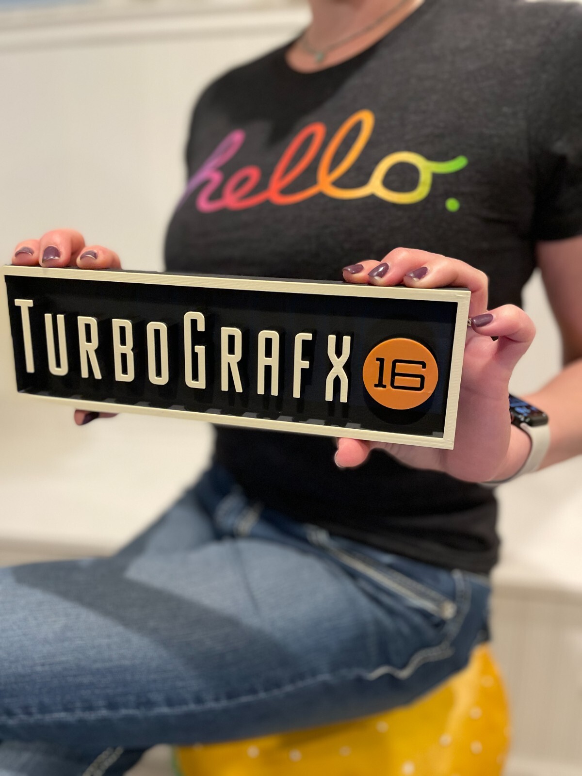 TURBO GRAFX 16 (TG16) 3D printed game console placard, multi-color