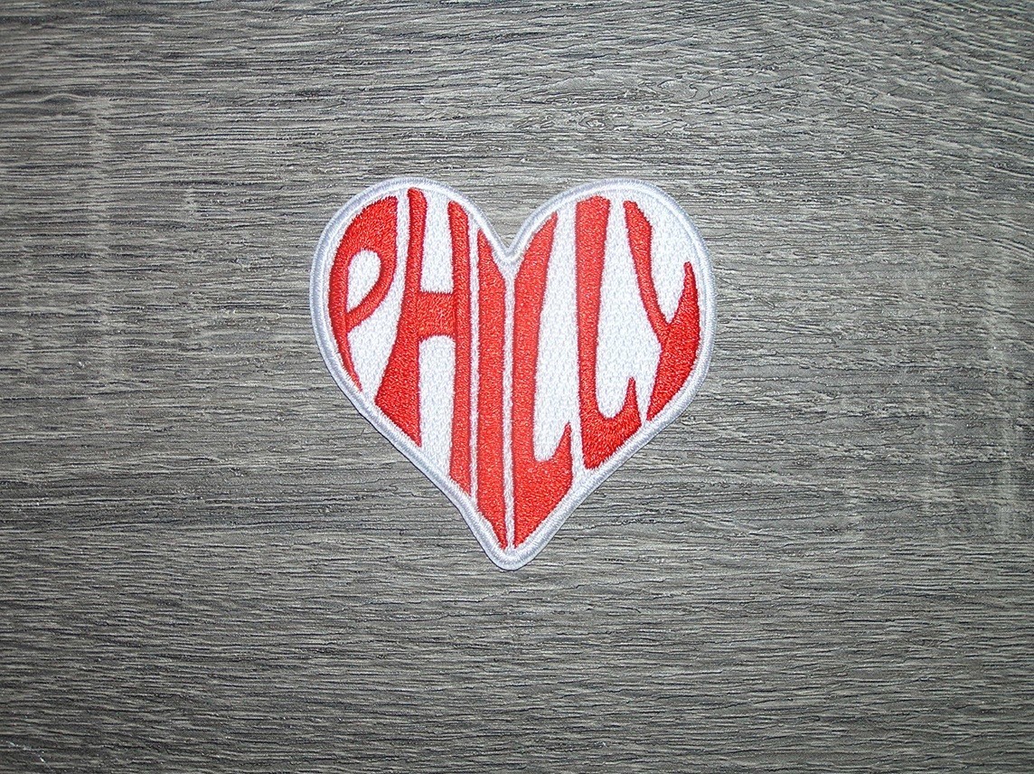 Love Heart Philly Philadelphia Sports Embroidered Iron On Patch 2.5 x 2.5
