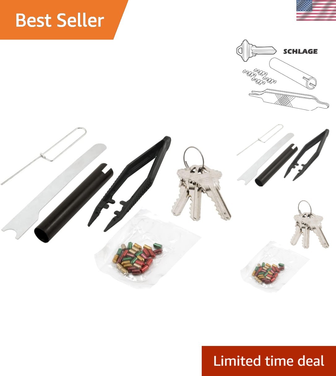 E 2402 Re-Keying Kit – Re-Key a Lock Kit with Pre-Cut Keys for Rekeying all y...