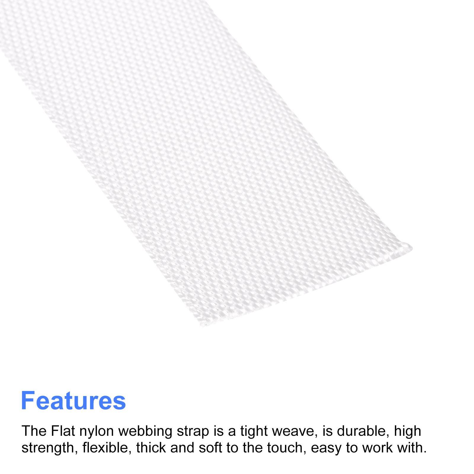 Flat Nylon Webbing Strap 1 Inch 4 Yards White for Backpack, Luggage-rack