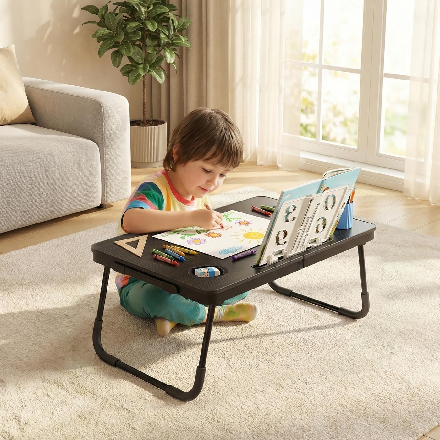 23.4" Foldable Lap Desk Bed Table with Reading Stand Portable Tray