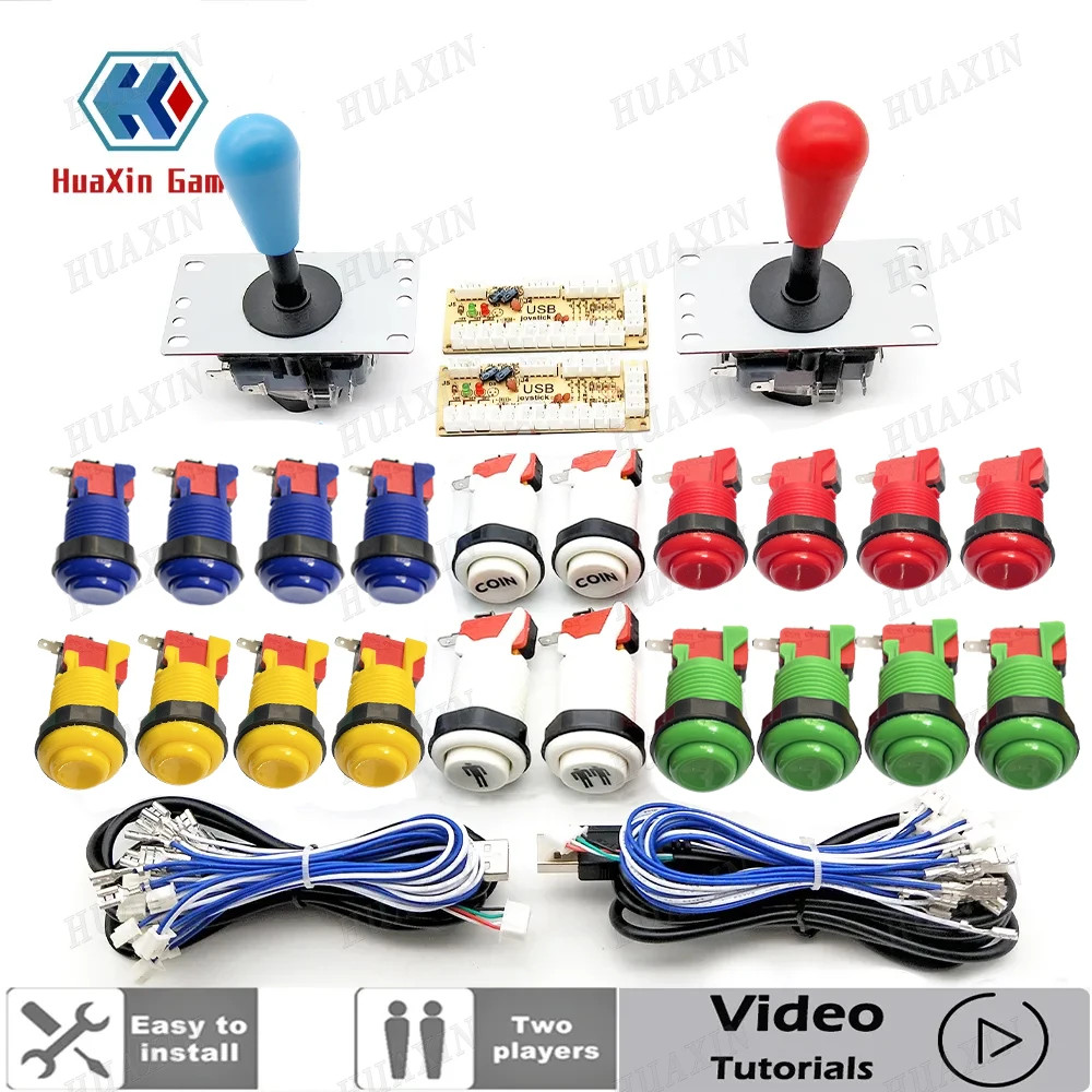 2 Players Arcade Buttons and Joystick HAPP Kit Controller USB Encoder MAME DIY