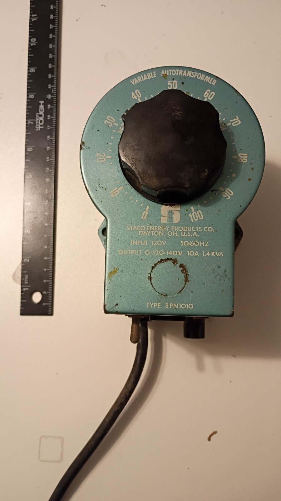 STACO Energy Variable Autotransformer Type 3PN1010 Input 120V Output 0-120/140V