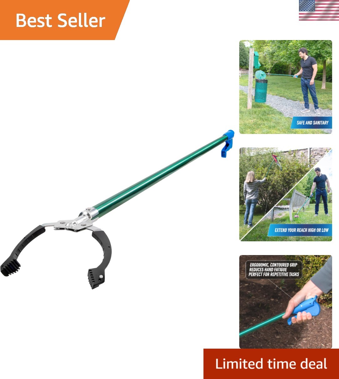 Professional 48” Nifty Nabber Grabber Tool with Built-In Magnet & Ergonomic Grip
