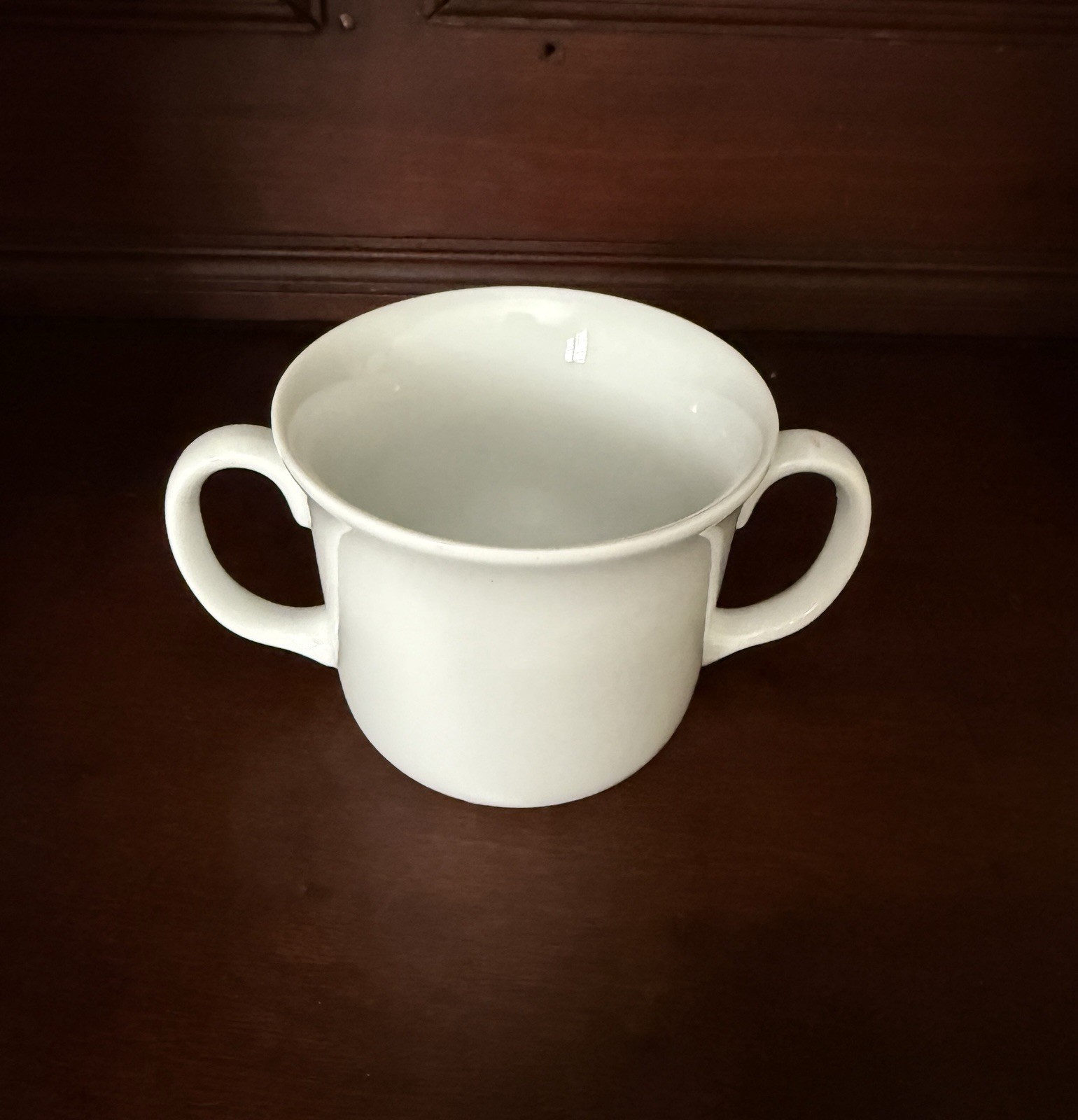 White Ceramic Coffee Tea Soup Cup Mug w/ Double Handle