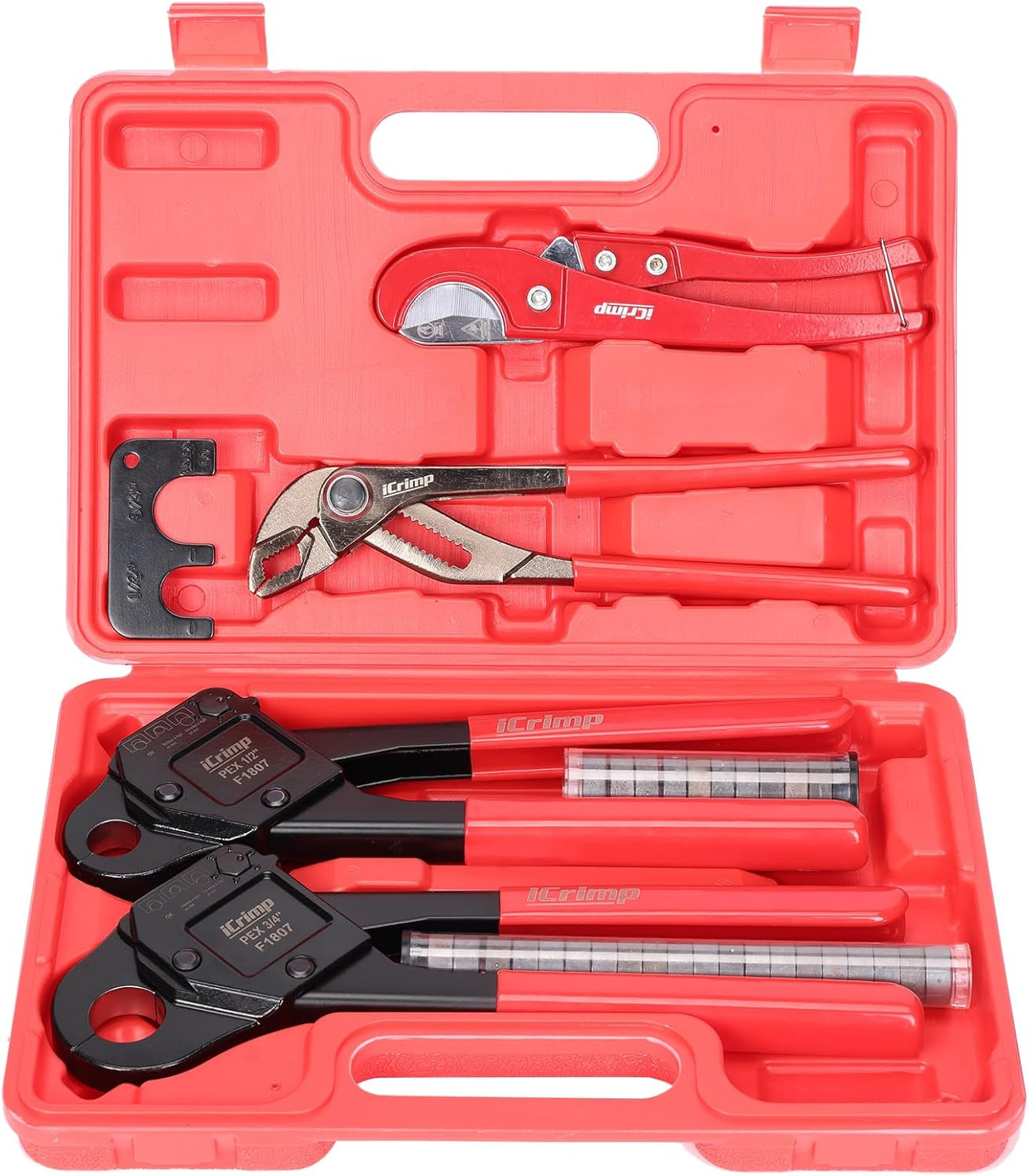 Icrimp Angle Head F1807 PEX Pipe Crimping Tool for Copper Rings - 1/2&3/4-Inch T