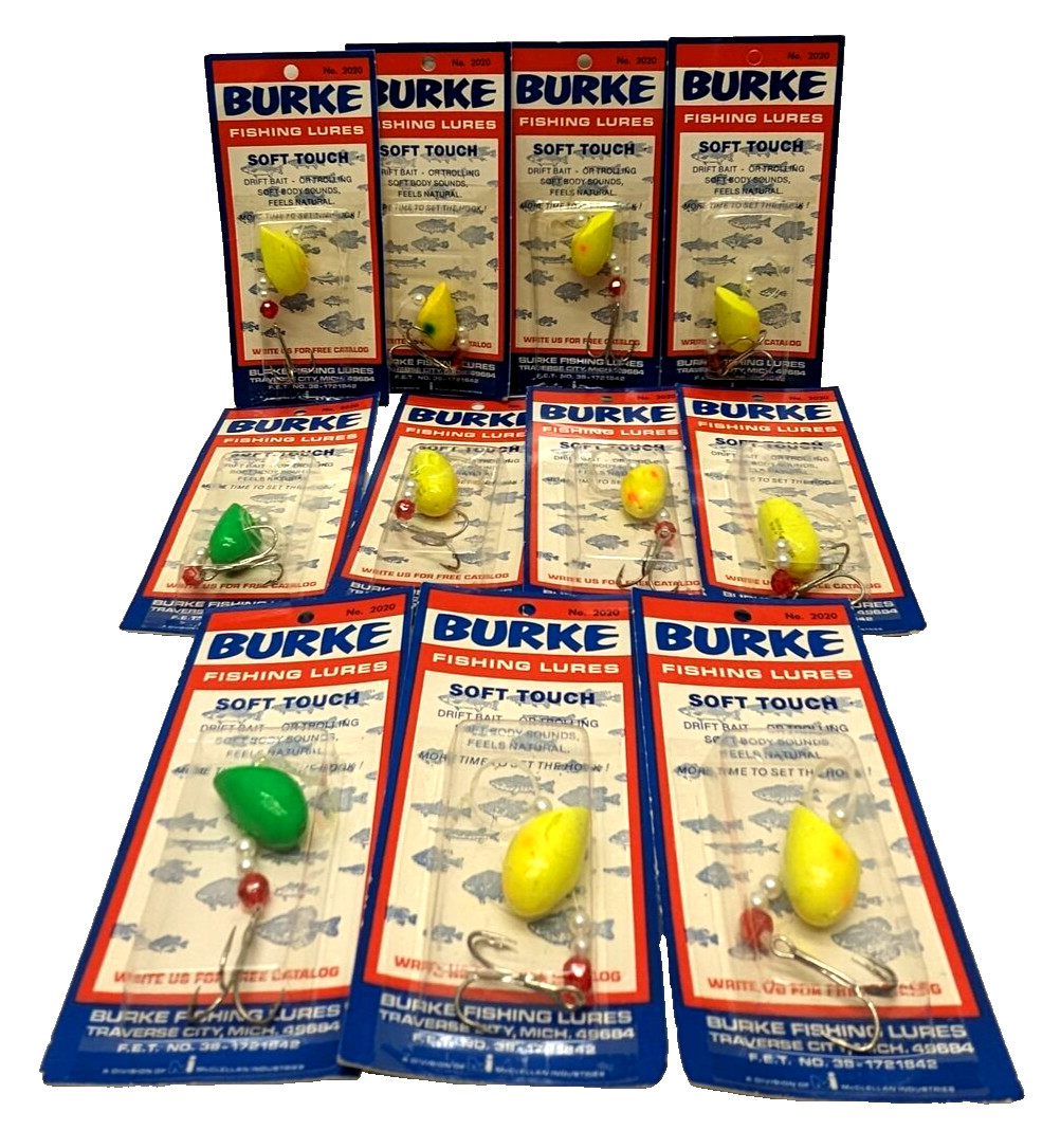 Burke Soft Touch Fishing Lures Green/Yellow 2020 Lot Of 11