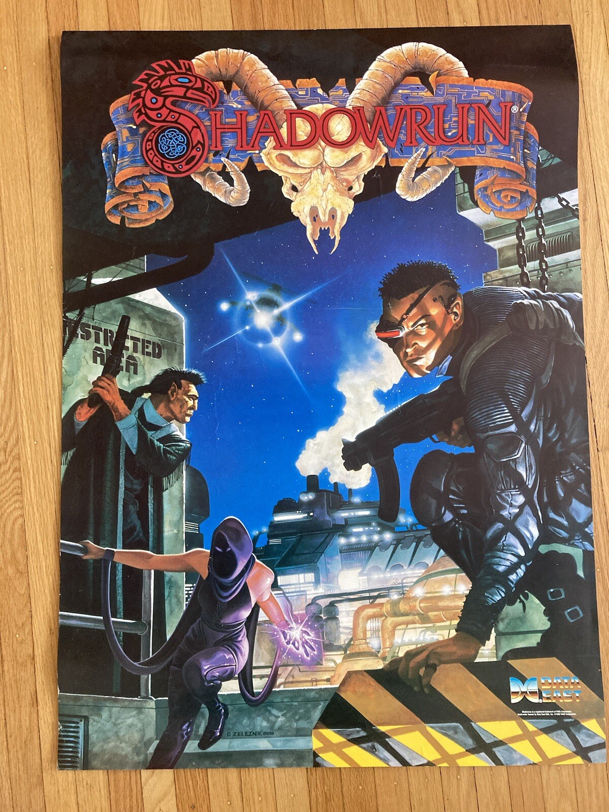 POSTER Shadowrun RPG 1992 DNA/DOA cover art John Zeleznik data east fasa promo