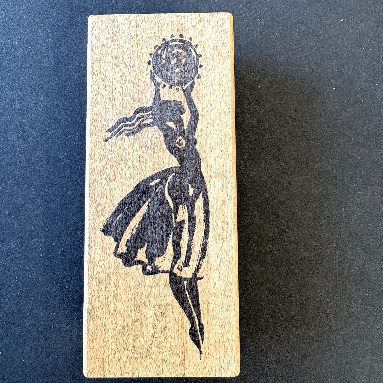 Acey Deucy Sun Source Woman Silhouette Collage Mixed Media Rubber Stamp