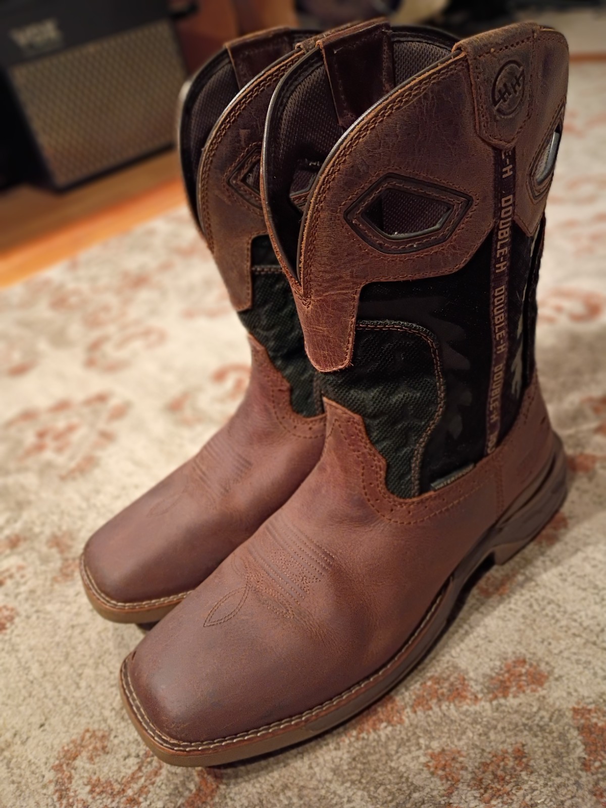 DOUBLE H PHANTOM RIDER BROWN LEATHER WATERPROOF WORK BOOTS #DH5376 MEN'S 14 2E