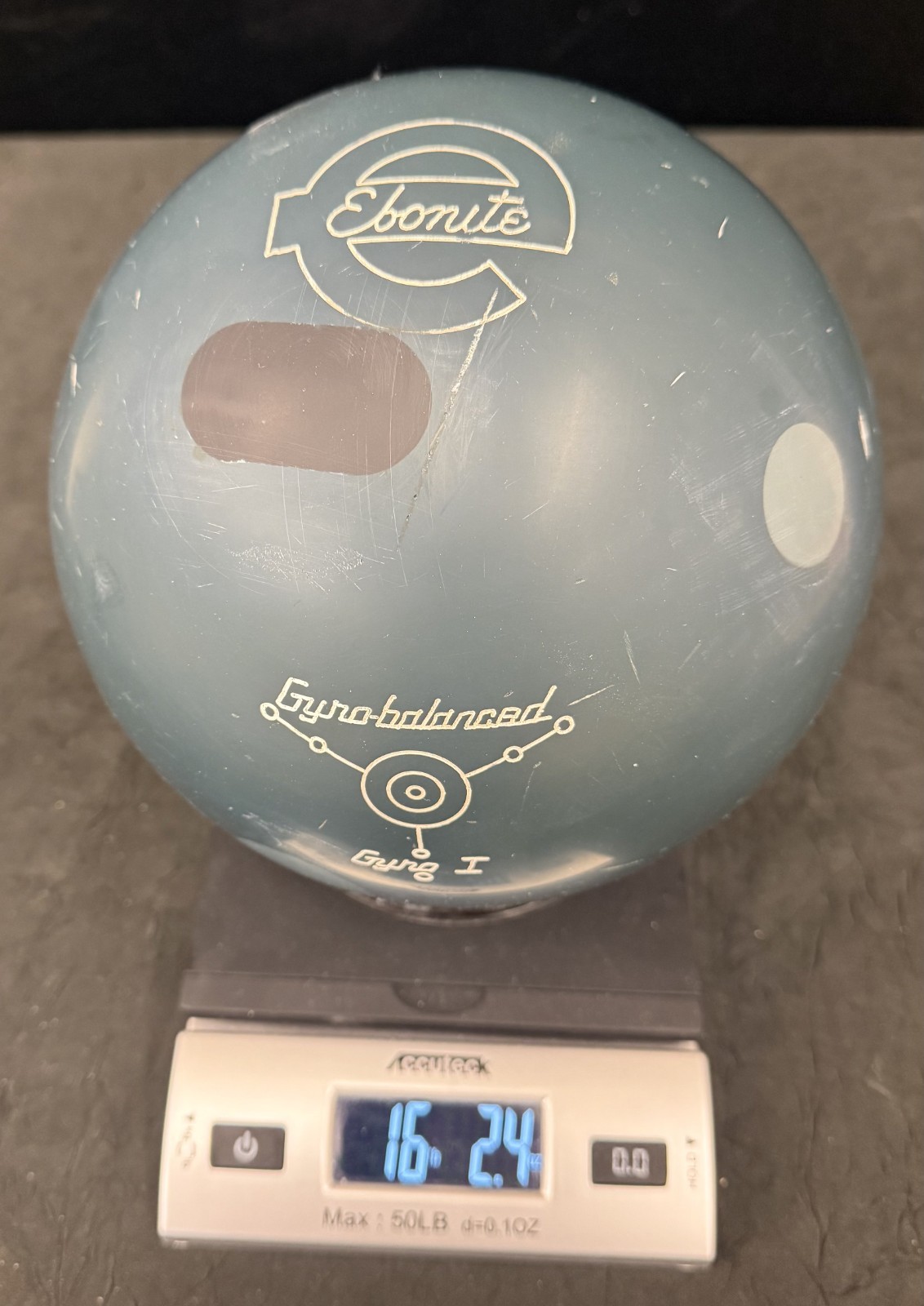 EBONITE GYRO BALANCE GYRO I 16 LB USED BOWLING BALL PROFESSIONALLY PLUGGED