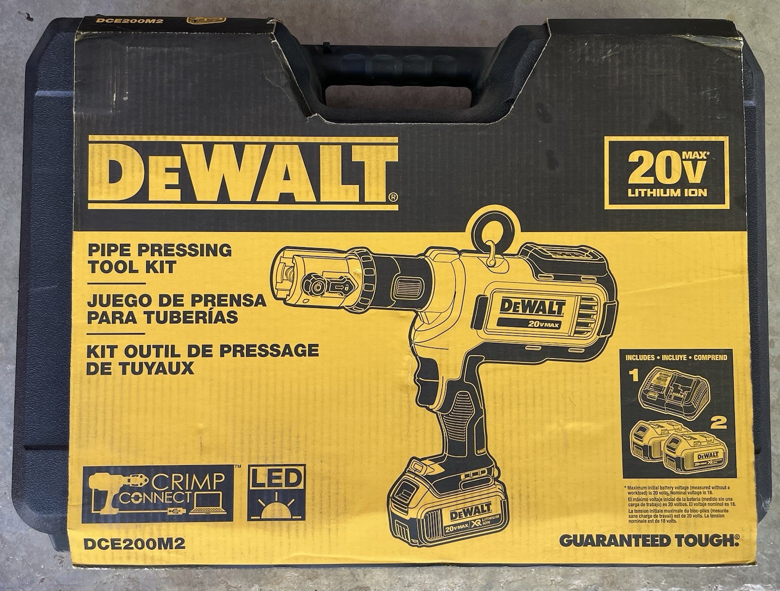 Brand New DEWALT DCE200M2 20V MAX Cordless Press Tool Kit with (6) Ridgid Jaws