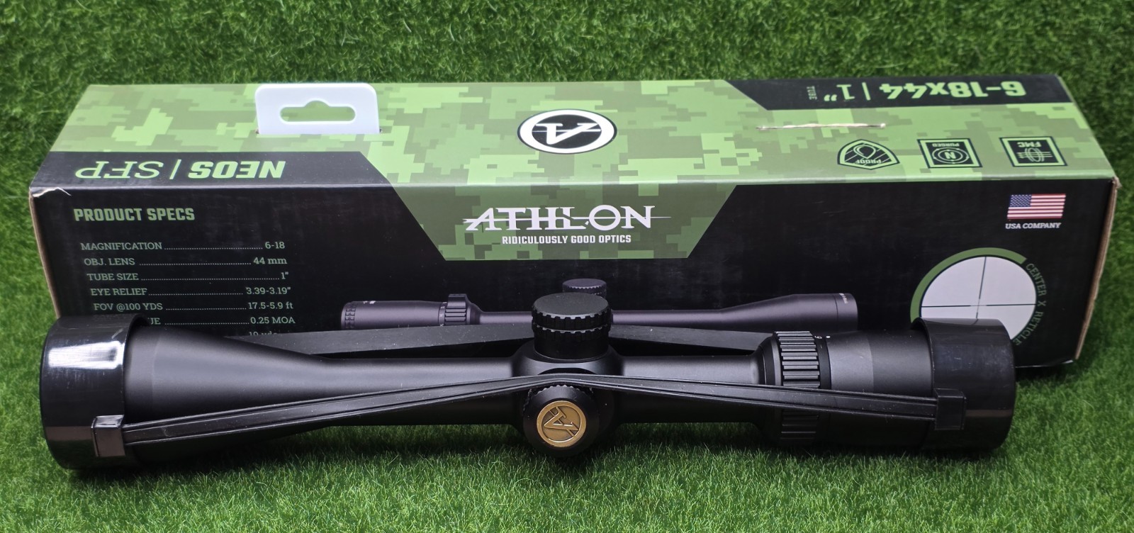 Athlon #216012 NEOS 6-18x44mm SFP Riflescope w/ Center-X MOA Reticle, Black