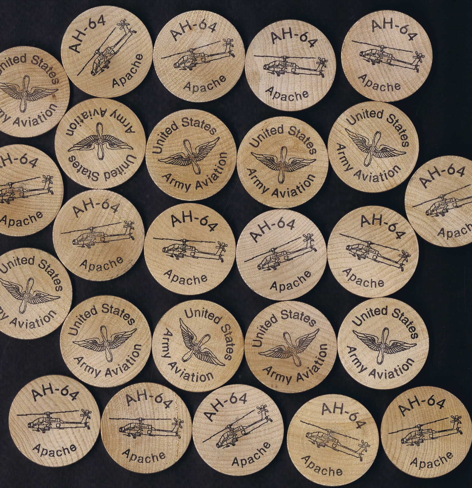AH-64 Apache Army Helicopter Tokens (Set of 25)