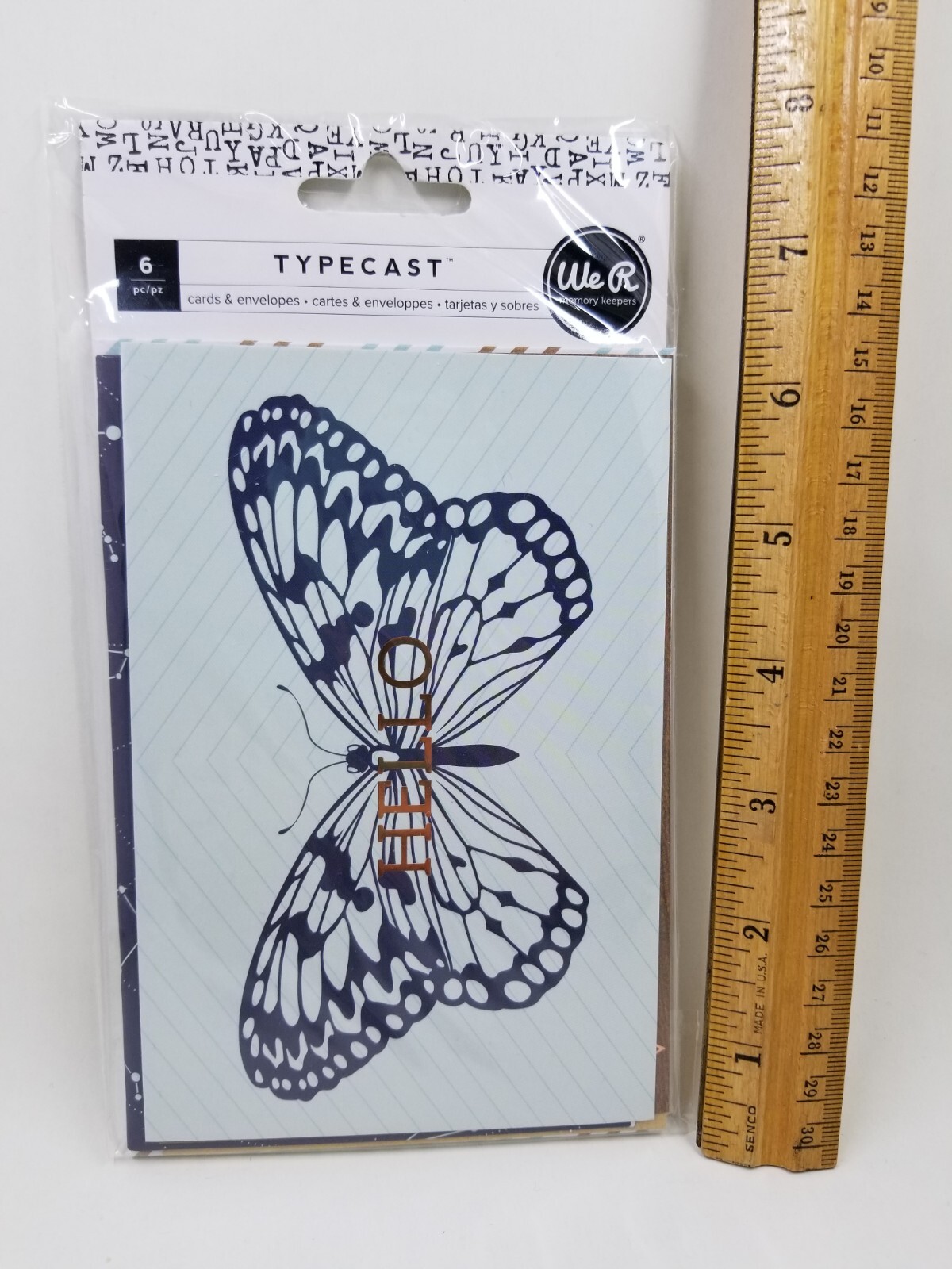 CR6 WE R MEMORY KEEPERS TYPECAST 6 PC CARDS AND ENVELOPES SET