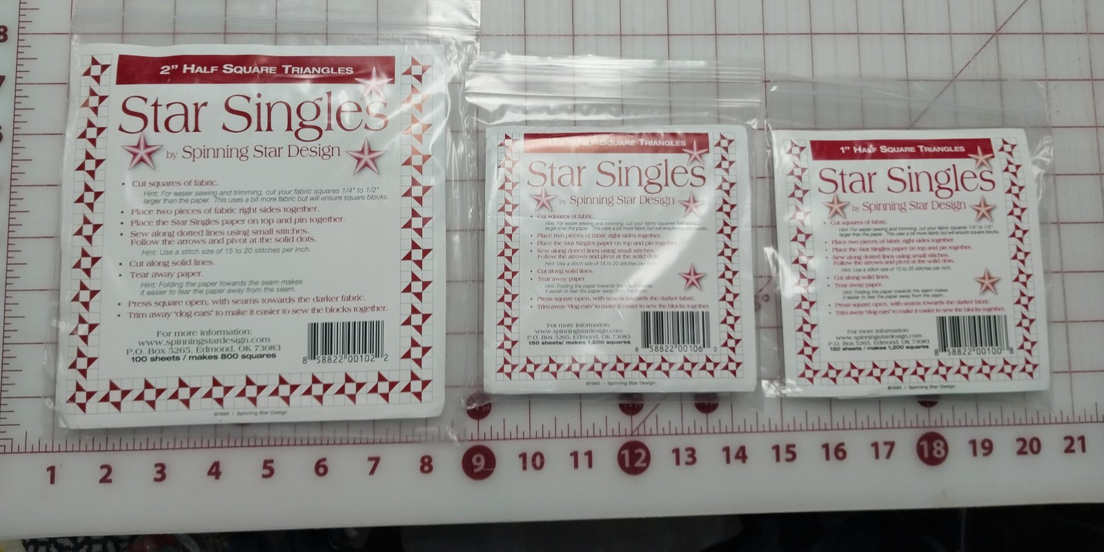 Spinning Star Design Lot - Star Singles - 2" + 1" + 1.25" Half Square Triangles