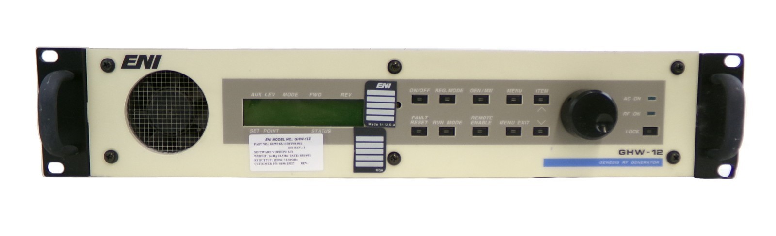 GHW-12Z Genesis ENI Power Systems GHW12Z-13DF2N0-001 RF Generator Working