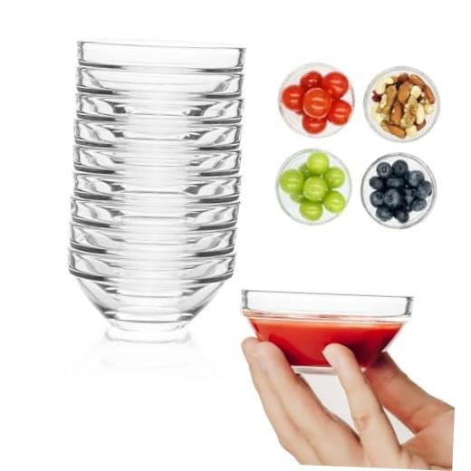 3in 2.5oz Mini Glass Bowls, Small Prep Bowl, 10 Pack Dipping bowls, Sauce