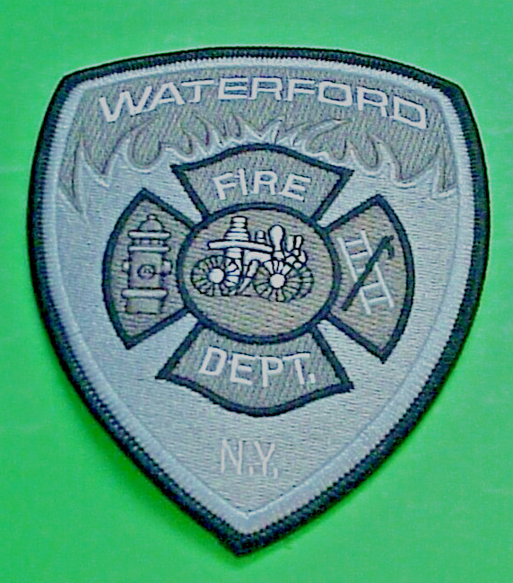 WATERFORD  NEW YORK  NY  ( SUBDUED GREY/BLACK )  FIRE DEPT  PATCH  FREE SHIPPING