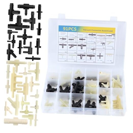 91PCS Vacuum Line Connectors Kit,32-Size Automotive Vacuum Hose Connector Kit