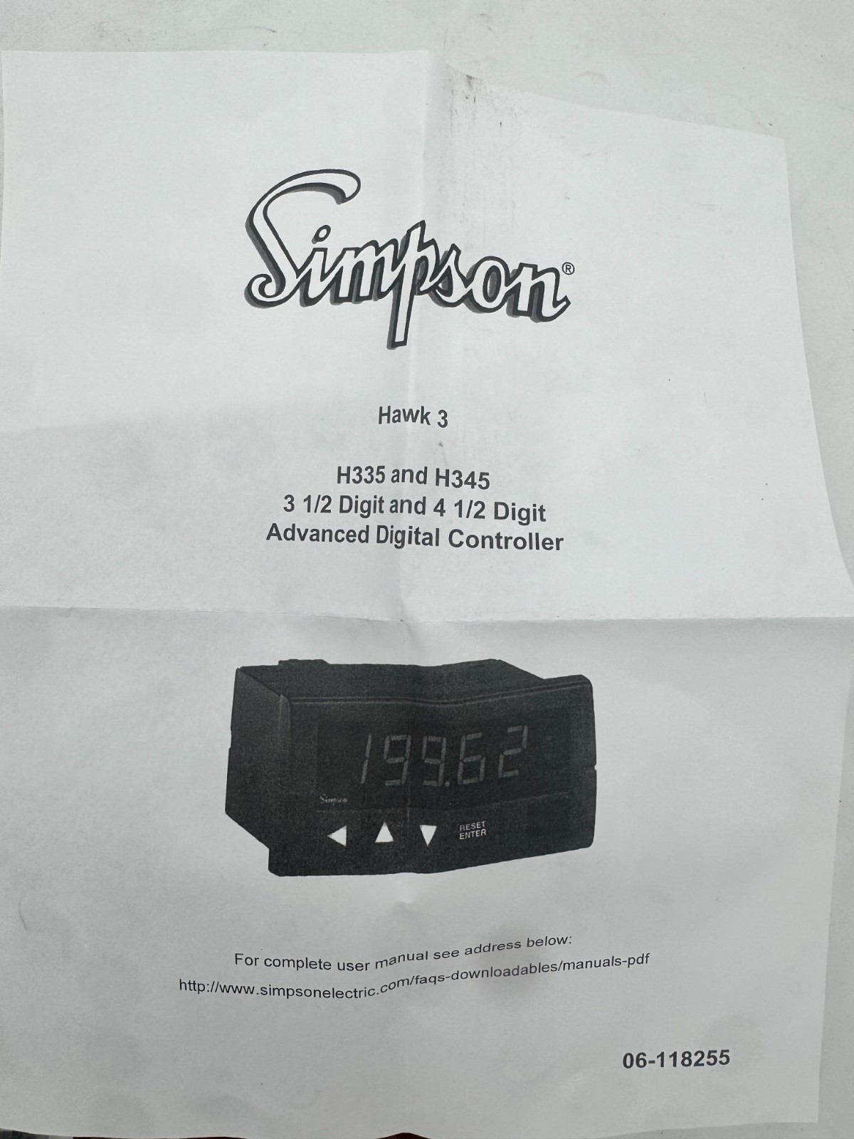 Simpson H335171021 Hawk 3 Digital Panel Meter/Controller (New! Open Box)
