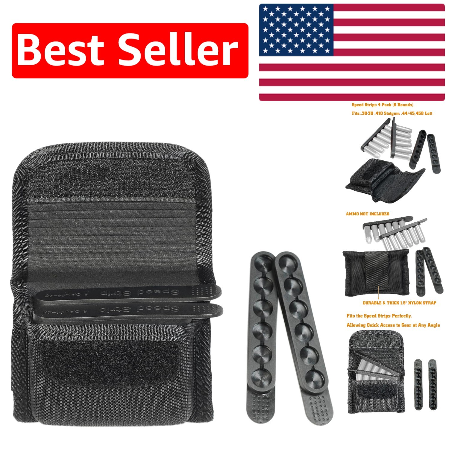 Molded Speed Strips Pouch with 4 Speed Strips for .38/.357 & 40SW Secure Carry