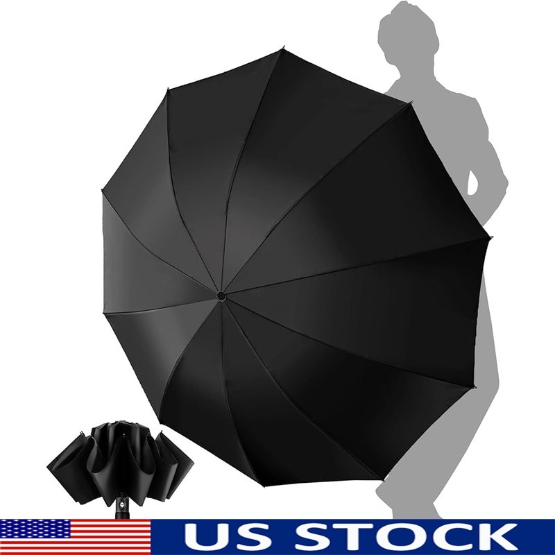Compact Inverted Folding Umbrella Waterproof Automatic Travel Non-Slip Handle US