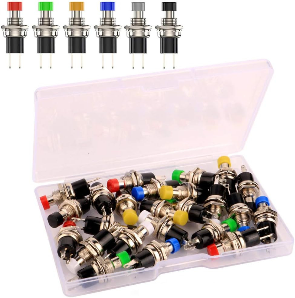 24pcs 7mm Mini Momentary Push Button 3V-6V-12V-24V-230V/1A SPST Nomal Open ON/O