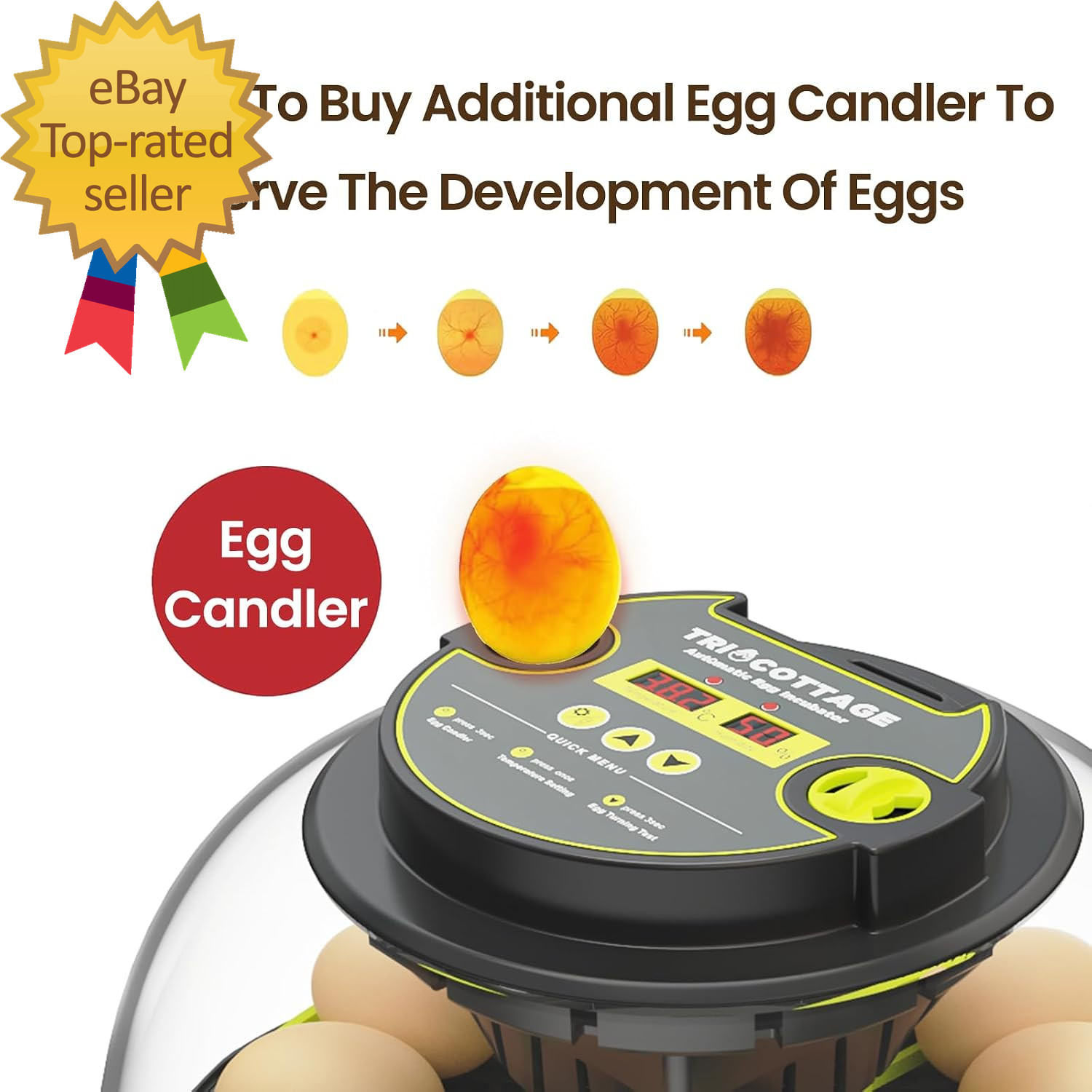 12 Egg Incubator with Automatic Egg Turning and Humidity Control Auto Water