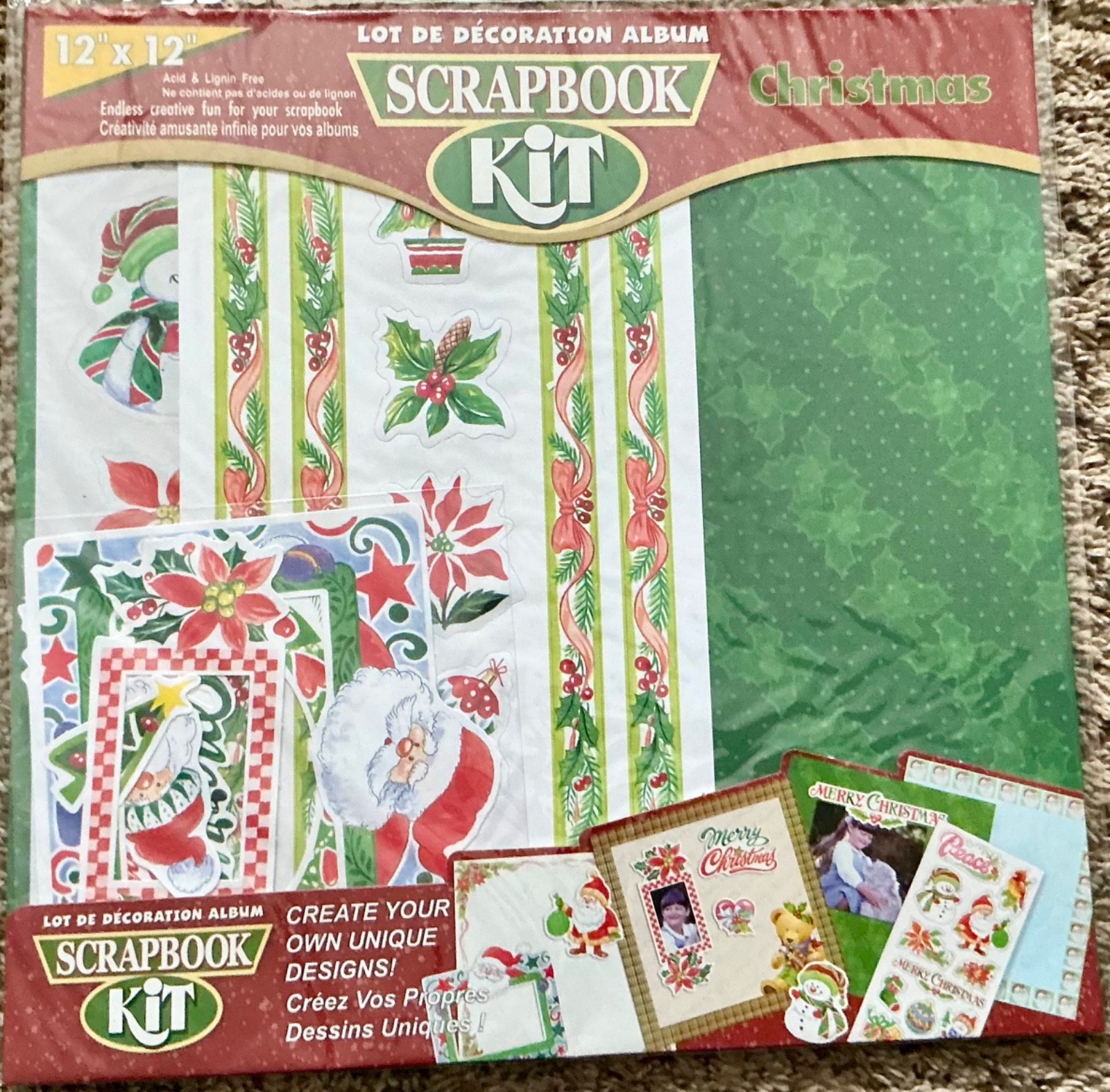 NEW CHRISTMAS Scrapbook Page Kit 12" x 12" Paper Stickers Embellishments