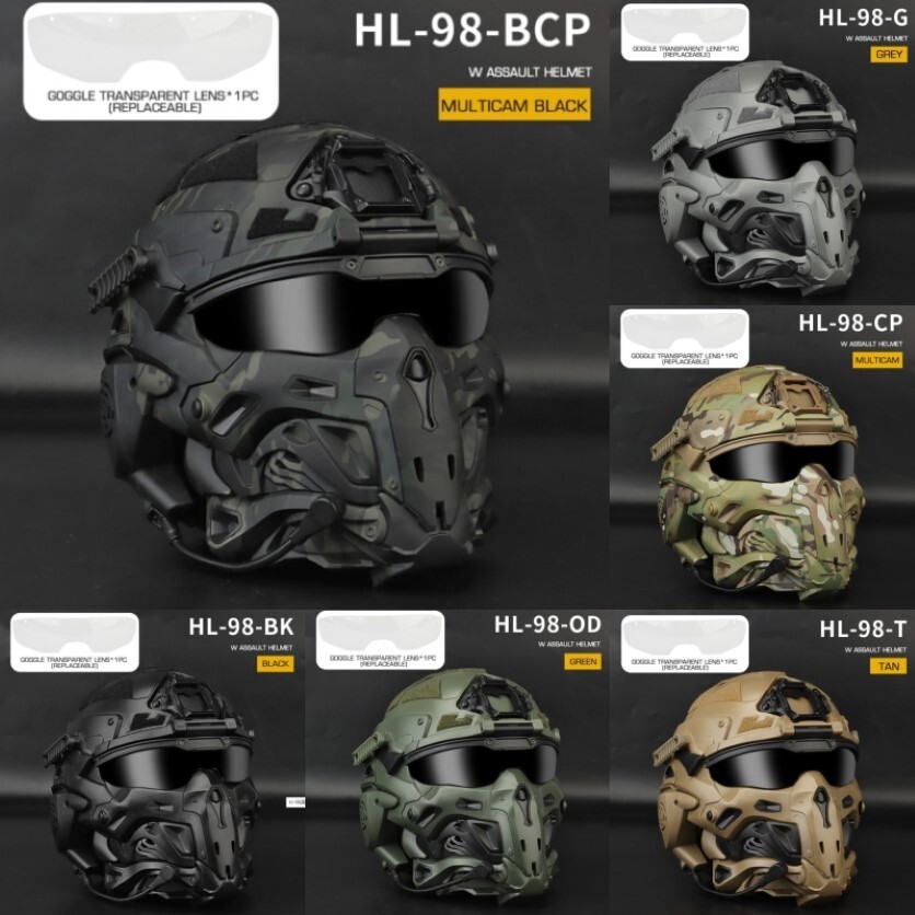Tactical Assault Helmet Airsoft Military Full Mask Goggles Modular Protective