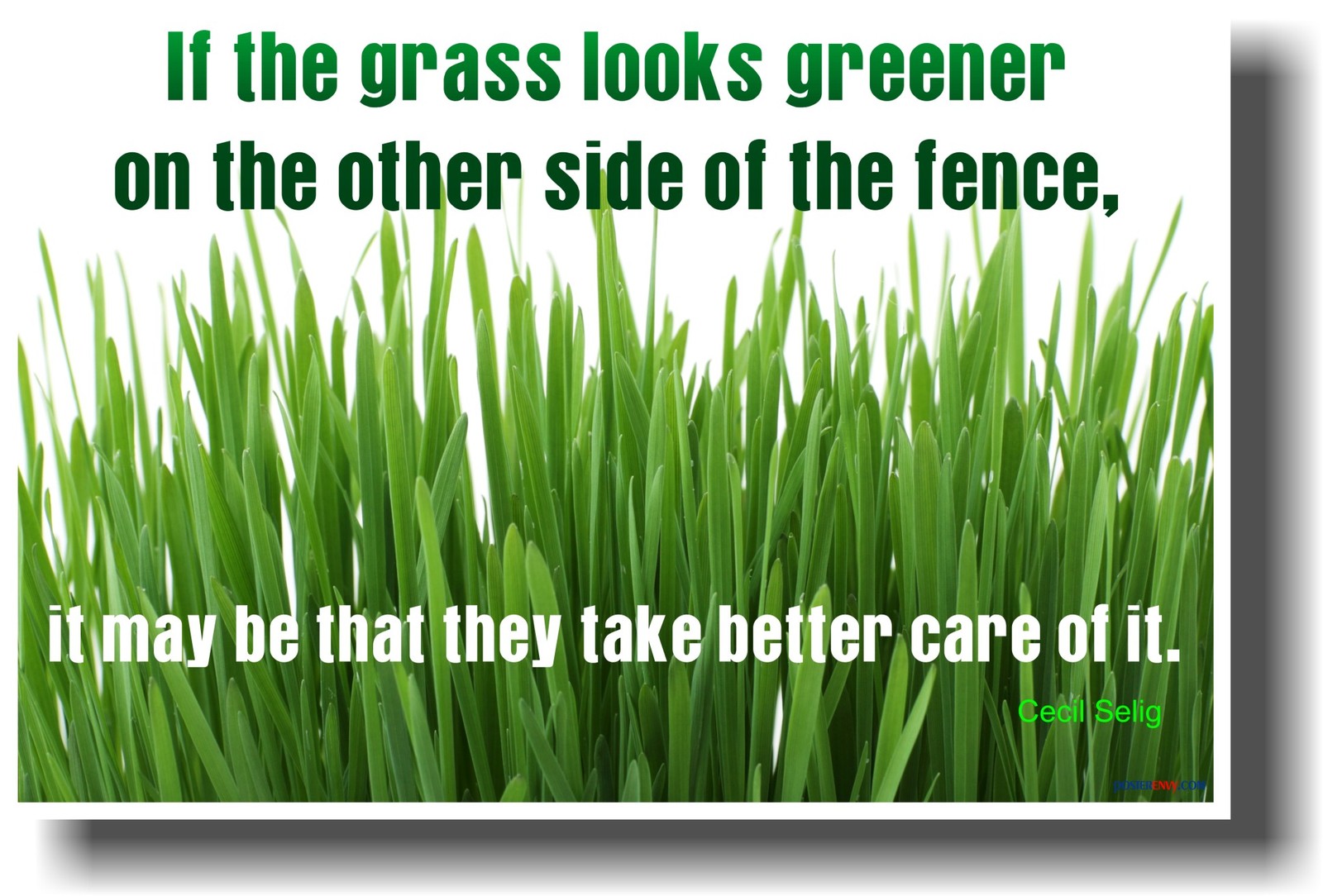 NEW SCHOOL MOTIVATIONAL POSTER - If the Grass Looks Greener on the Other Side ..