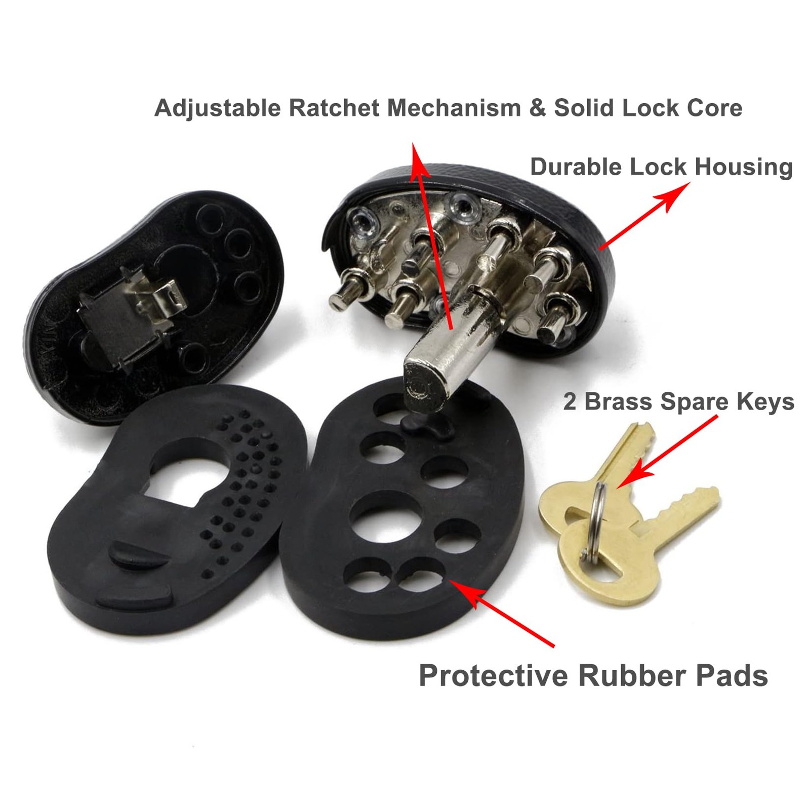 Keyed Alike Trigger Lock, Adjustable Gun Safety Lock with 2 Brass Spare Keys,...