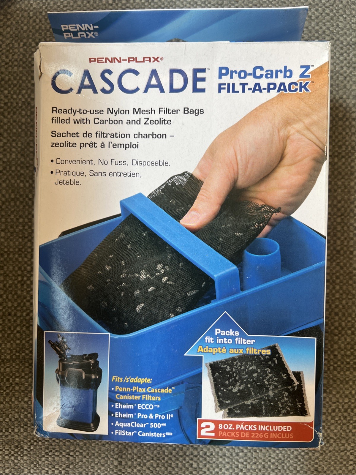 Penn-Plax Cascade Pro-Carb Z Filt-A-Pack  1 x 8oz Pack In The Box, 1 of 2 unused