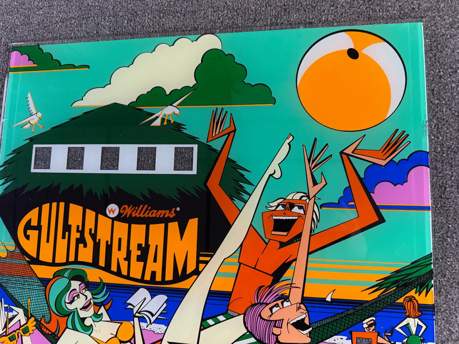 Williams Gulfstream Pinball Machine Game Backglass ORIGINAL NOS