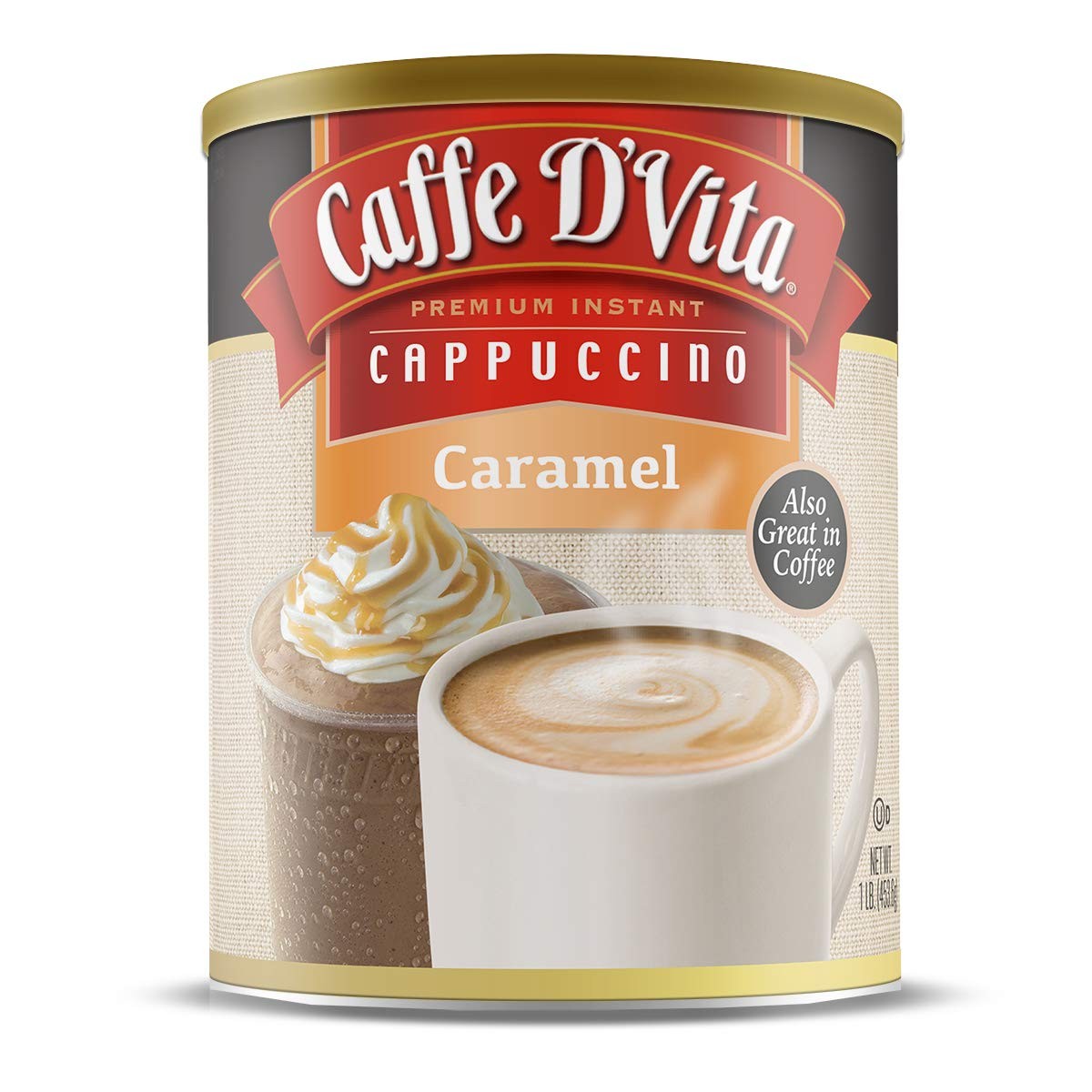 Caffe D'Vita Caramel Cappuccino Mix - Instant Coffee 16 Ounce (Pack of 1)