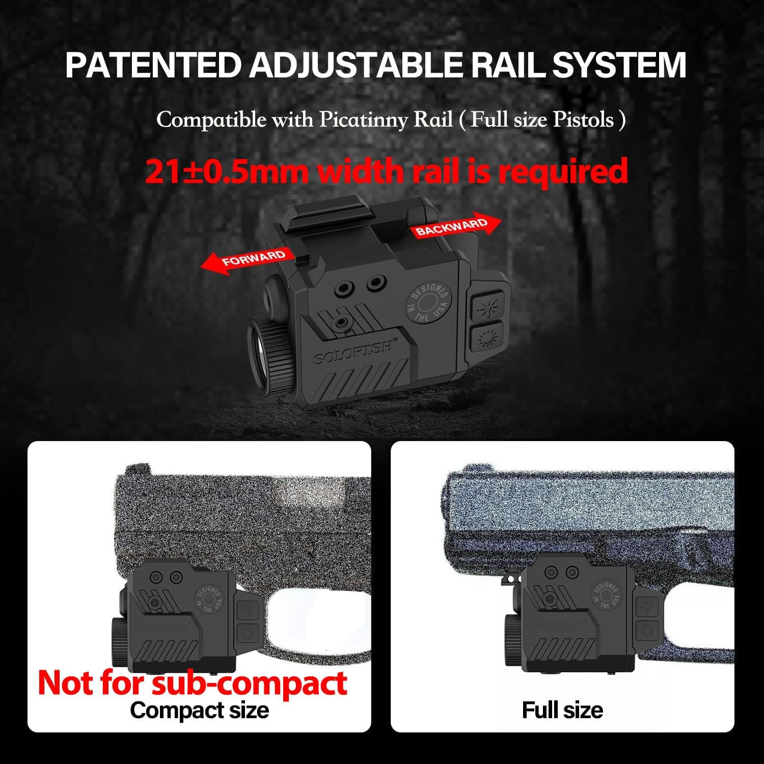 Solofish 800 Lumens Pistol Light Laser Combo, Strobe Function for Green/Red/Blue