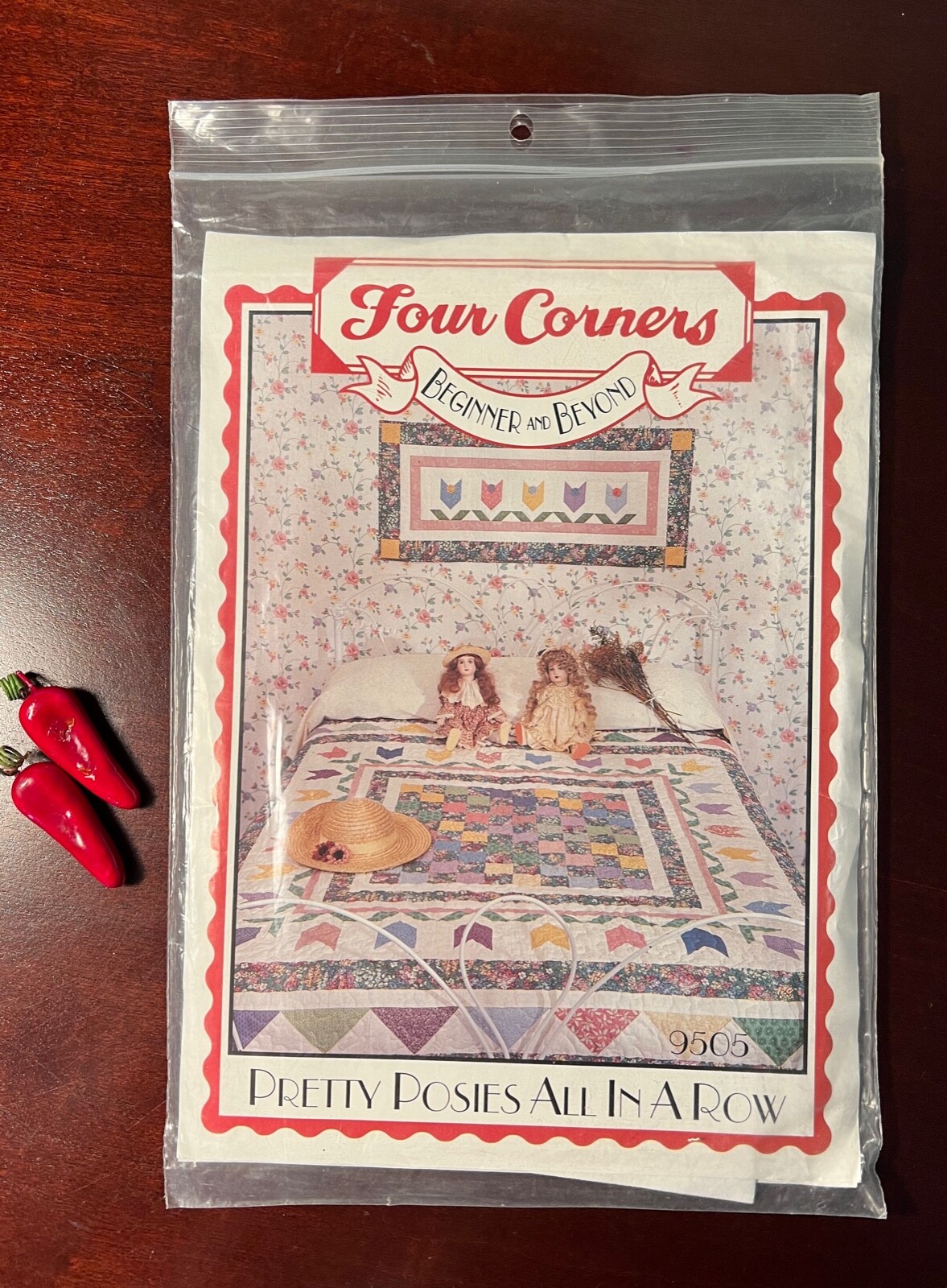 Four Corners Quilt Wall Hanging Pattern - Pretty Posies All In a Row w/ Tulips