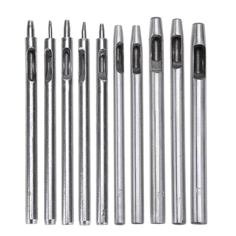 10pcs DIY hollow punching tool LeatherCraft strap with manual punching cutting