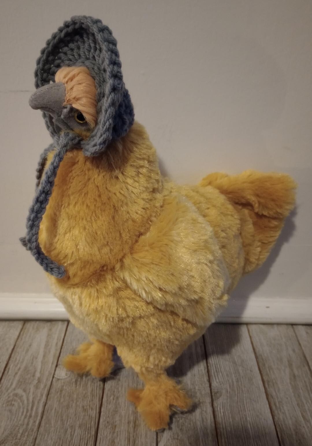 handmade crochet hat chicken rooster bonnet pet hen farm small gray