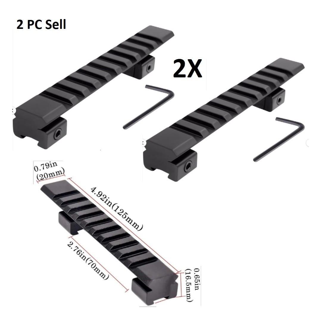 2 PC 11mm Dovetail to 20mm Picatinny Weaver Rail Scope Mount Adapter 10 Slots