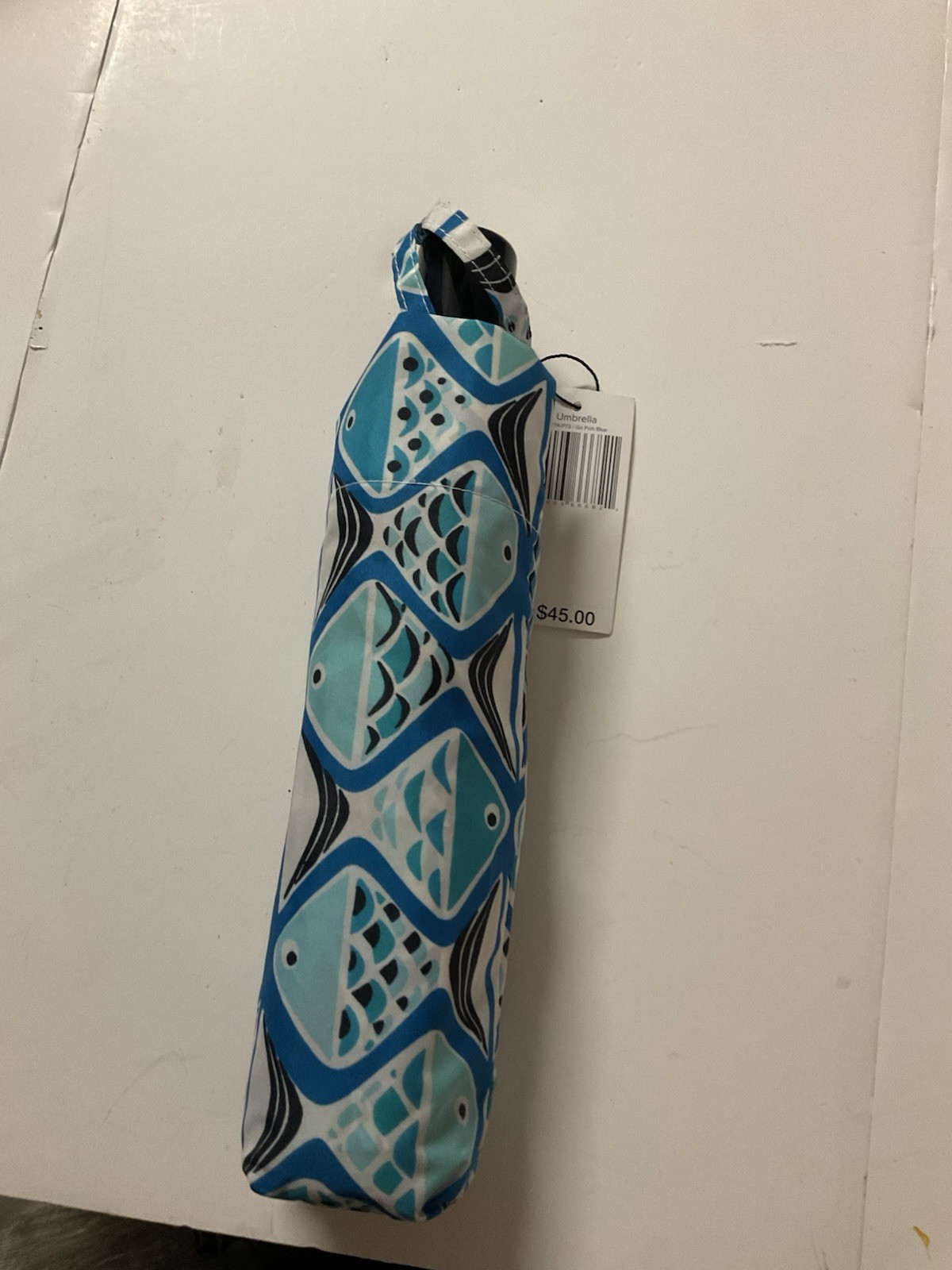 New NWT Vera Bradley Go Fish Blue Aqua Navy Teal Automatic Full-Size Umbrella