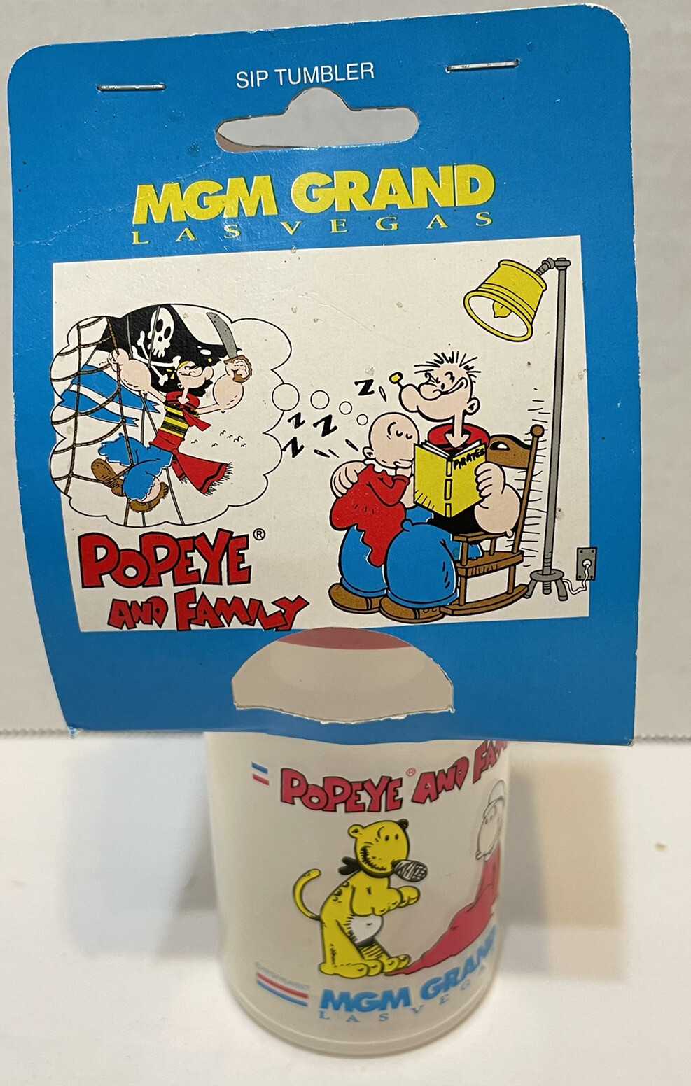 Vintage Popeye and Family Sippy Cup Tumbler MGM Grand Las Vegas NOS