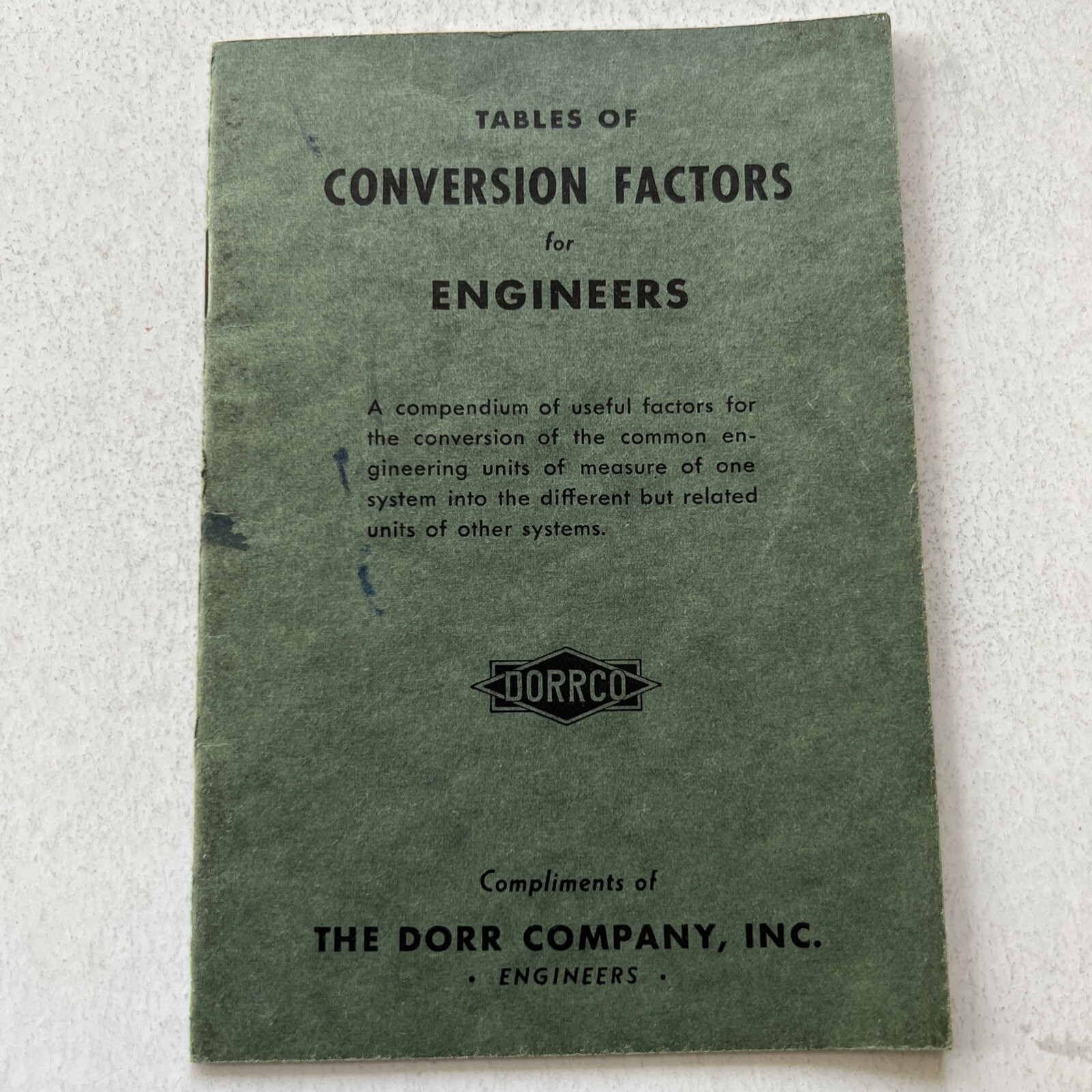 1935 Tables of Conversion Factors For Engineers Dorr Company Antique Booklet