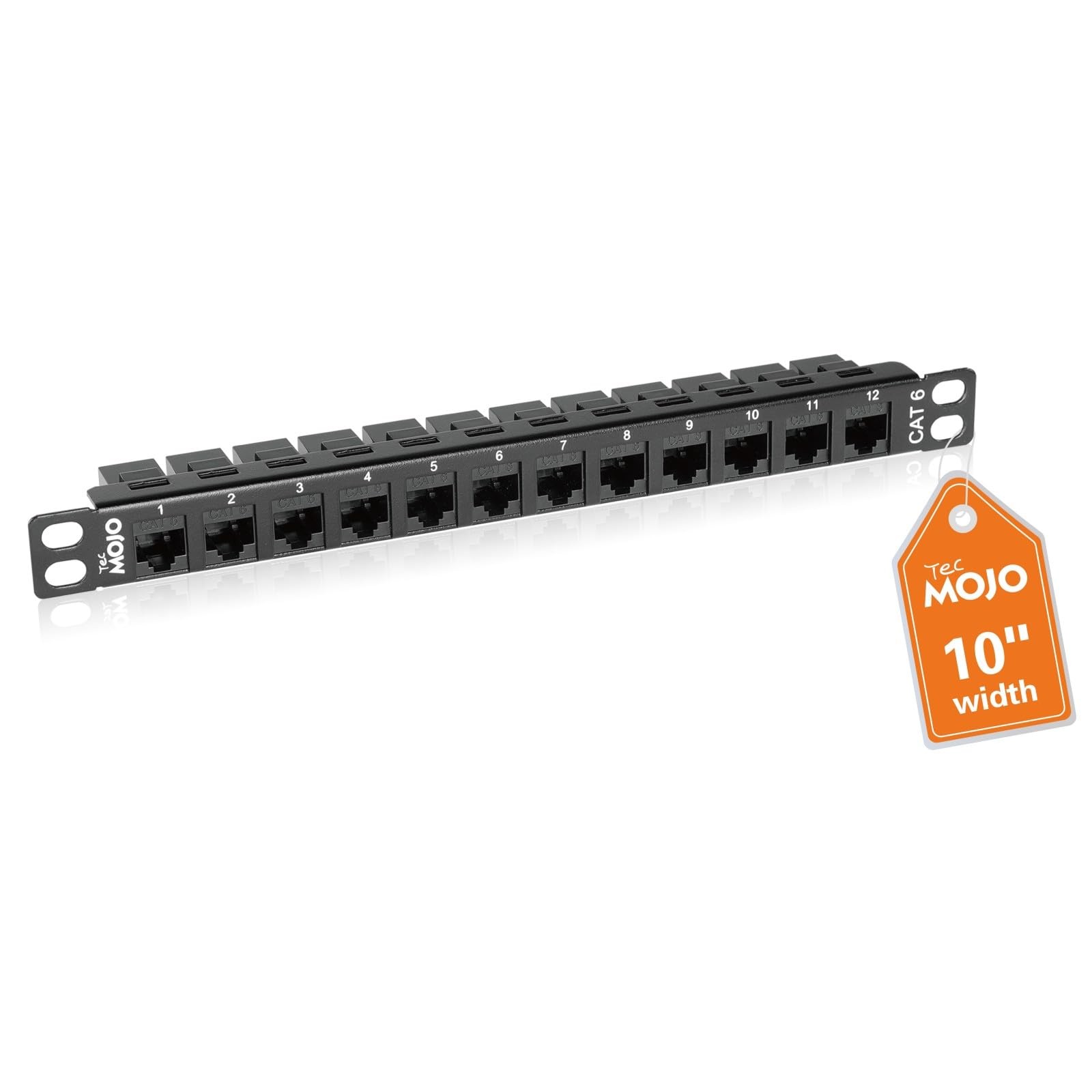12 Port Cat6 Patch Panel 0.5U Rack Mount Modular Keystone Gigabit Ethernet Black