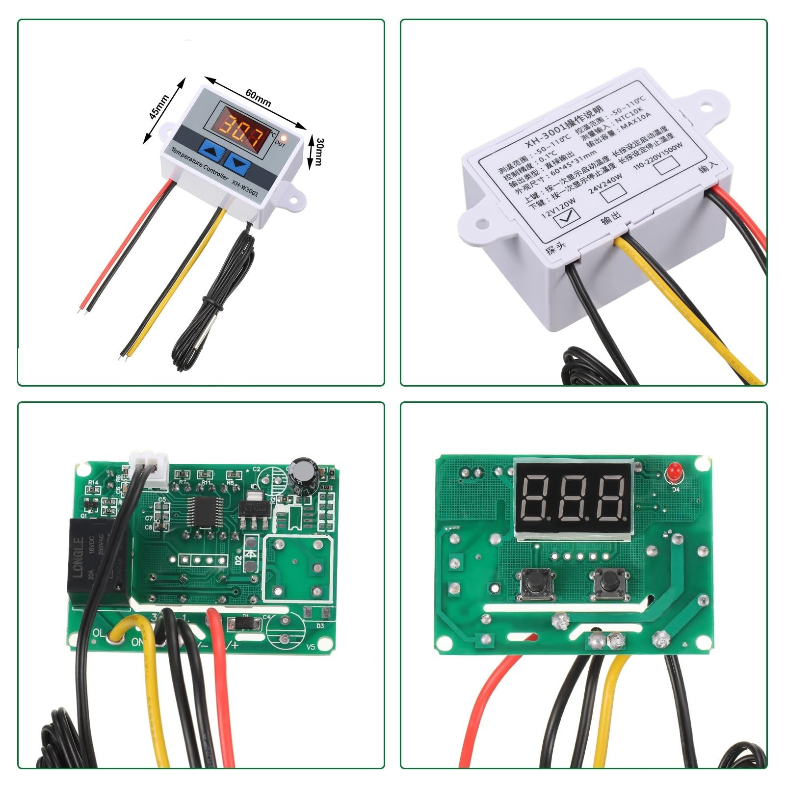 XH-W3001 Digital LED Temperature Controller Module Digital Thermostat Switch ...